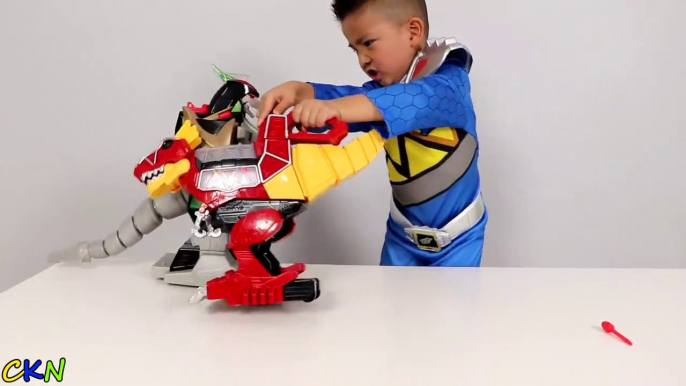 Power Rangers Dino Super Charge Rumble N Roar T-Rex Zord Toys Unboxing Playing Ckn Toys-mv