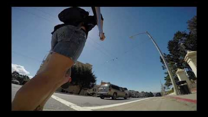 Skateboarder Takes on Hill Bombing Challenge