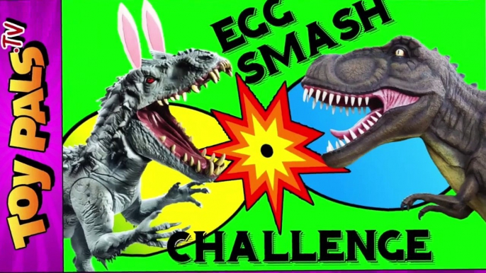 DINOSAUR Easter EGGS SMASH Challenge with Indominus, T-Rex and More Dinosaurs-oFakd4q