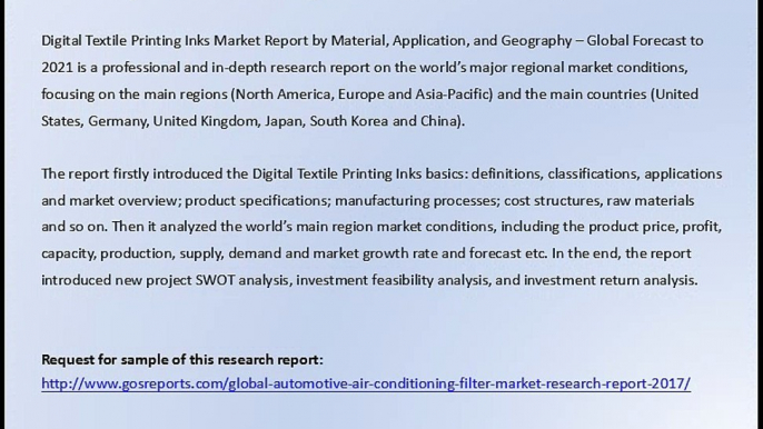 Digital Textile Printing Inks Market Research Report 2017