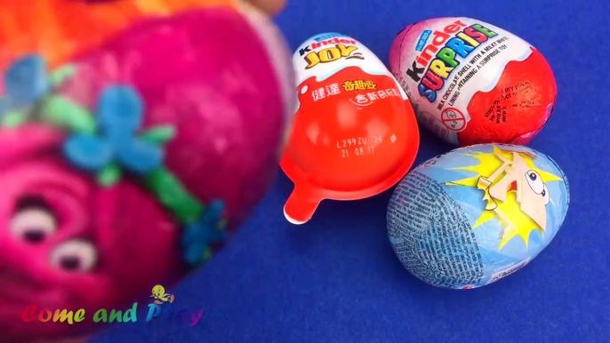 Super Surprise Eggs Kinder Surprise Kinder Joy Disney Phineas and Ferbs Learn Colors Play Doh  Kids-xMW