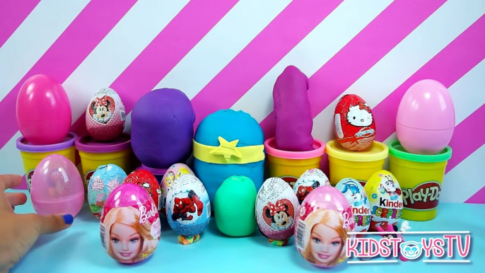 mickey mouse kinder egg play doh Barbie peppa pig surprise eggs,Animated Cartoons movies 2017