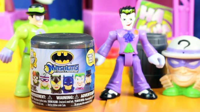 Imaginext batman Sends Surprise Exploding Mashems And POP Heroes To Joker Riddler And Penguin