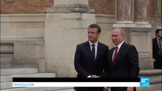 France: French President Emmanuel Macron meets with Russian President Vladimir Putin