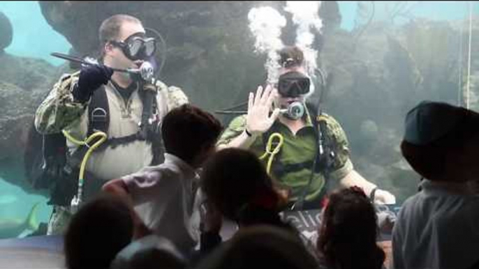 US Navy Divers Entertain Children During NYC Fleet Week