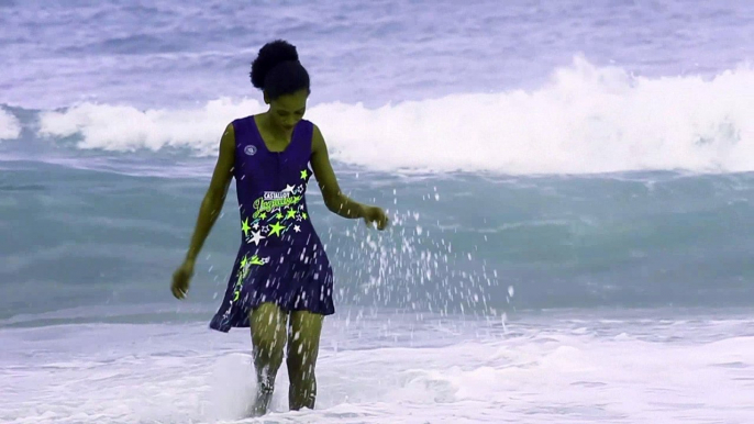 Lady Walking At The Beach