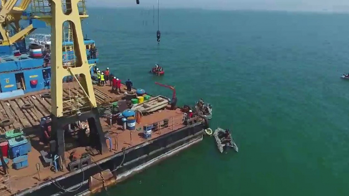 DRONE FOOTAGE -  WW2 American fighter aircraft lifted from the bottom of Kerch Strait