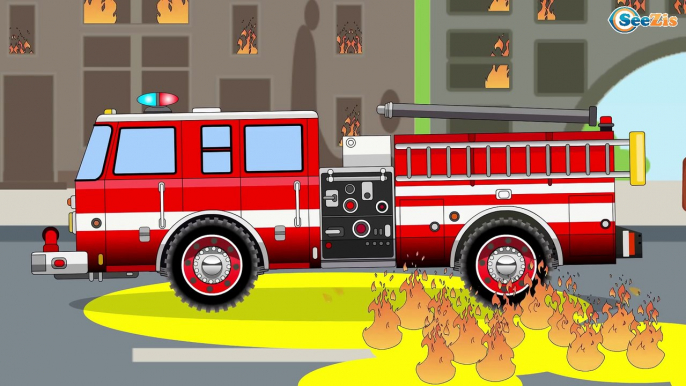 Camión de Bomberos. Dibujos animados de coches y camiones para niños en español! Carros para niños!