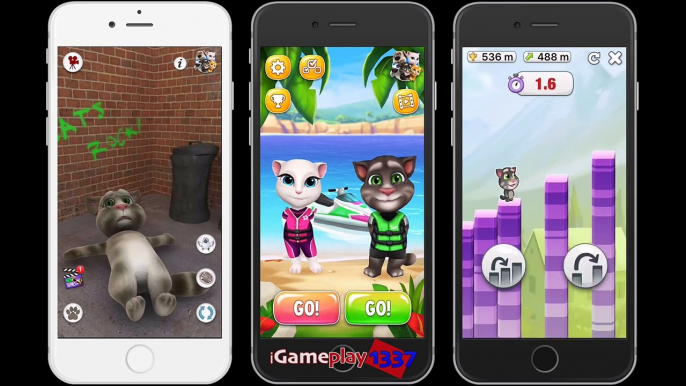 Talking Tom Gold Run vs (Tom Cat 2 Angela Ben Ginger Jetski Friends) All Outfit 7 Games Co