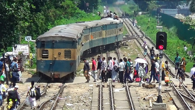 Dhaka bound Down kalni Express Train of Bangladesh Railway leaving Dhaka Airport Railway Station