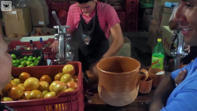 Street Foods Around The World 14 - Hot Guy Making The Biggest Tequila Serving Ever!! Street Drinks In Mexico