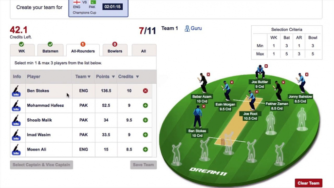 England vs Pakistan 1st Semi-Final Playing XI Fantasy Game Pick