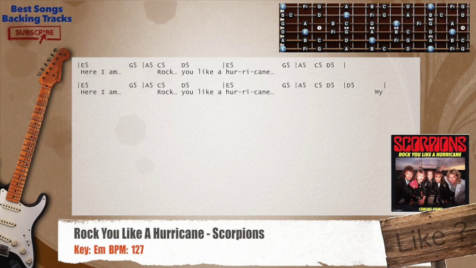 Rock You Like A Hurricane - Scorpions Guitar Backing Track with chords and lyrics