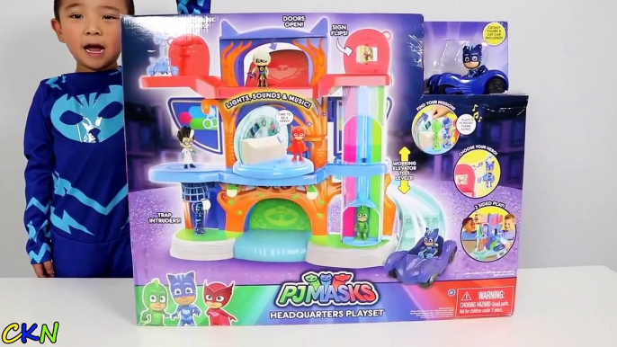 PJ Masks Headquarters Playset Toys Unboxing And Playing With Catboy Gekko Owlette Ckn Toy