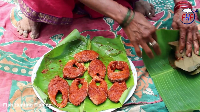 Fish Fry    Catla FISH fillets Fry recipes    Oil less Fish fried in Banana leafs