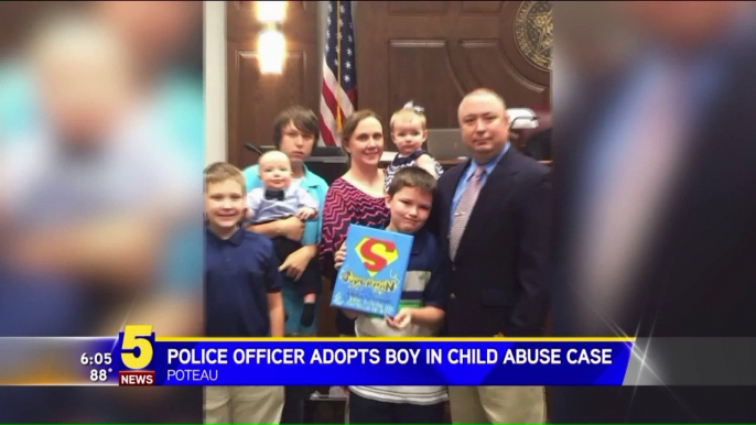 Boy Adopted by Police Officer Who Rescued Him from Abusive Home