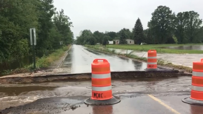 Flooding Washes Away Michigan Roads