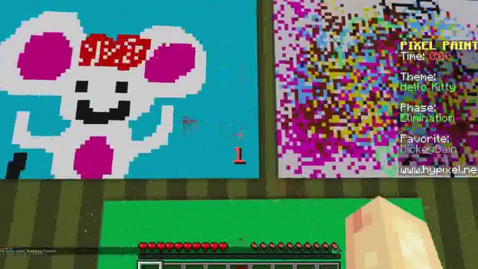 Hello Kitty in Candyland Hypixel Pixel Painters with Gamer Chad | Minecraft Minigame