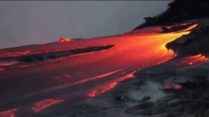 Volcano Lava Flows at Kamokuna Ocean Entry