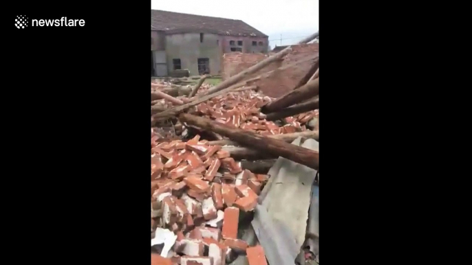 Nine injured as tornado tears through Chinese villages