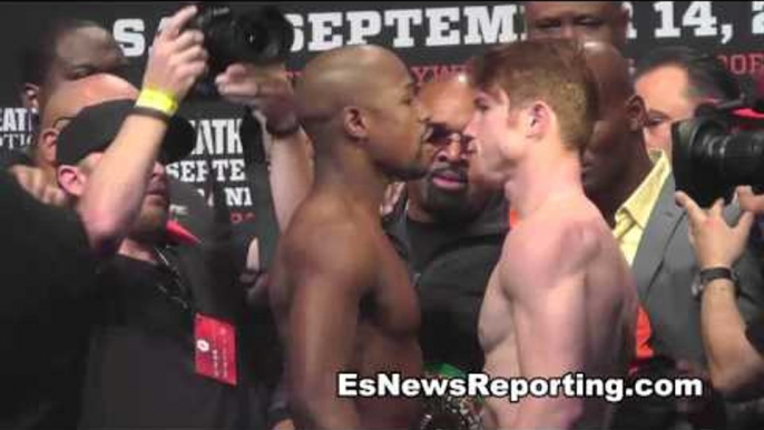 Floyd Mayweather vs. Saul "Canelo" Alvarez Weigh ins Full HD