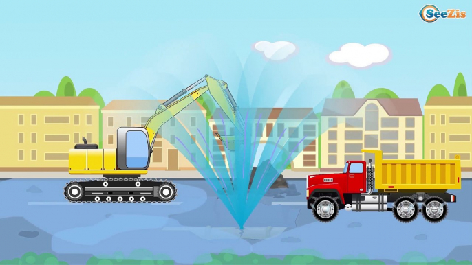 Red Bulldozer and Tractor - Construction Truck Kids Cartoons - World of Real Cars for children