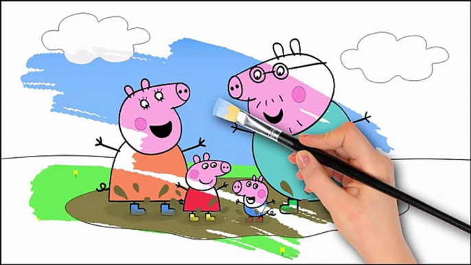 Y con libro para colorear familia divertido salto Niños aprendizaje fangoso en páginas cerdo charcos el Peppa