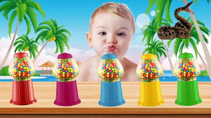 Bad baby crying, Baby learn colors with Gumball Candy and GIANT ANACONDA, Learn colors for chiln