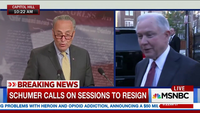 Chuck Schumer Calls On Jeff Sessions To Resign, Special Prosecutor To Investigate | MSNBC