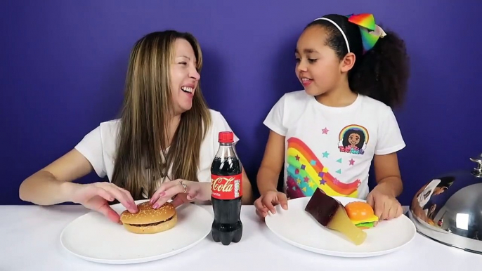 Giant Gummy Worm Candy Challenge VS Super Gross Real Food - Mommy Freak