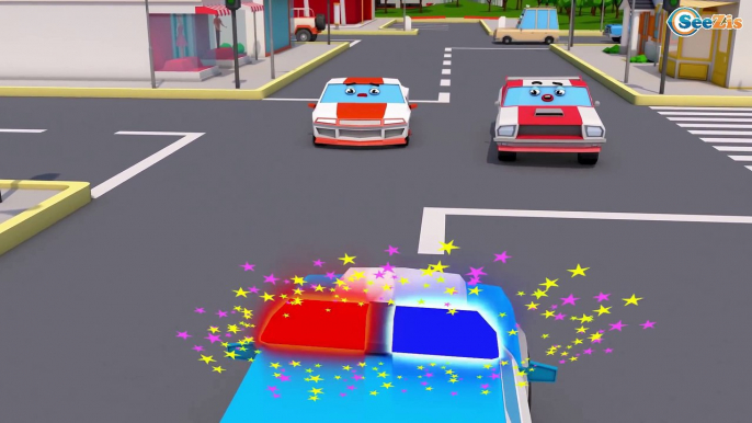 Colors Cars Transportation - Police Car Racing Car Monster Truck & Trucks Cars & Truck Stories