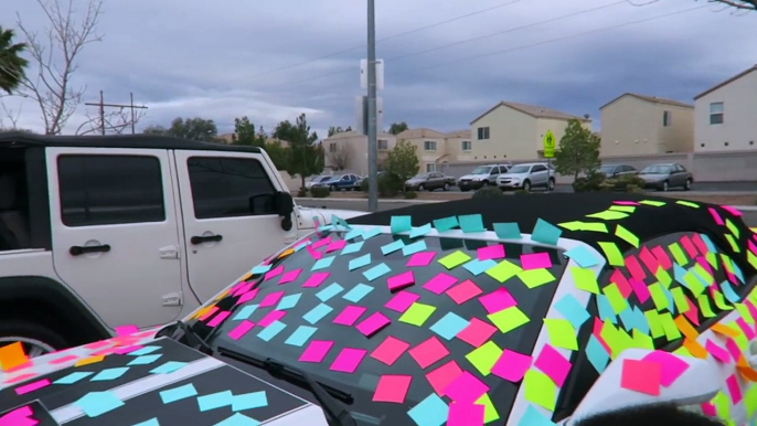 100,000 Sticky Notes On My Boyfriend Car PRANK!!!