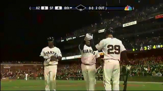 2009 Giants: Bengie Molina hits a 3 run shot, gives the Giants the lead vs Diamondbacks (8