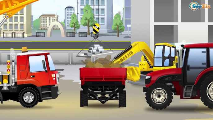 JCB Children Video JCB Excavator and Truck w Crane New Diggers Trucks Cartoon for Kids