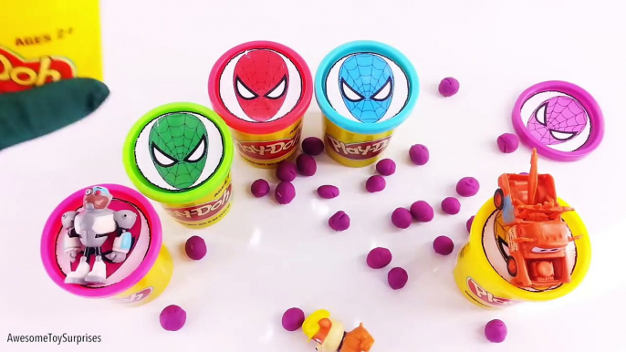 Spiderman Learn Colors Play-Doh Dippin Dots Surprise Eggs Tubs Toy Surprises