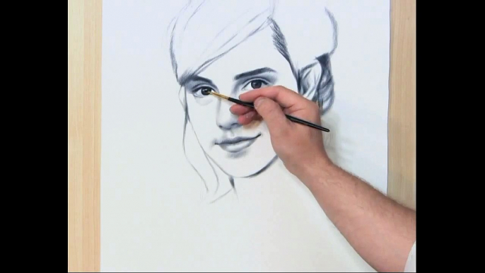 Dessin Vitesse portrait portrait Emma Watson dessin pinceau sec