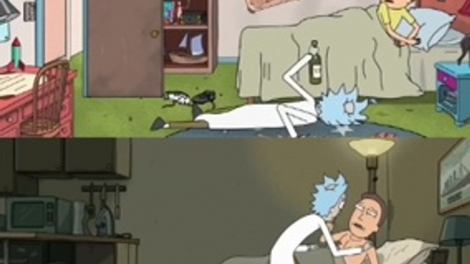 rick and morty - Rick pulls Jerry and Morty Out of Bed Comparison Mashup