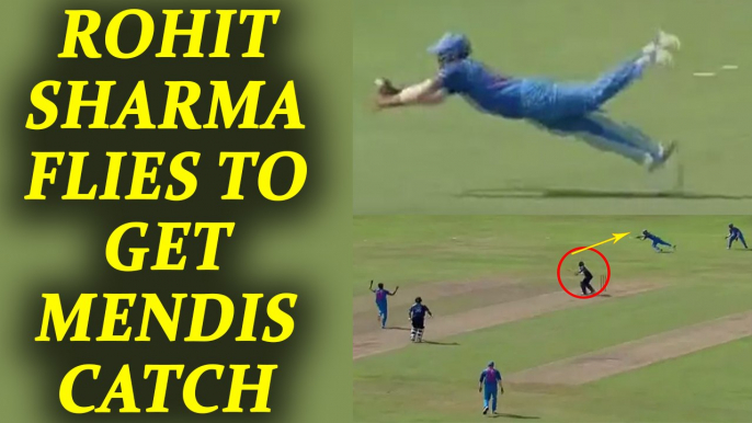 India vs Sri Lanka 3rd ODI : Rohit Sharma takes an outstanding catch to get Mendis | Oneindia News