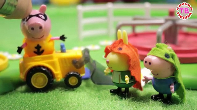 Video Niños para dibujos animados Peppa Pig chicas de dibujos animados con el juguete de desarrollo en el río