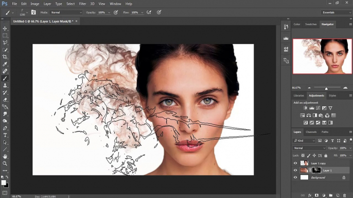 smoke dispersion face photoshop effect tutorial cs6/cc