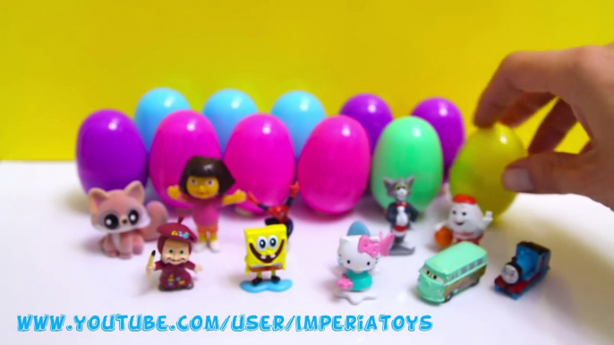 Many Surprise Eggs! Spongebob Dora Thomas Hello Kitty Peppa Pig Disney Cars Masha i Medved