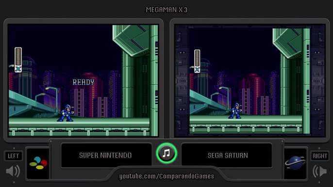 Megaman X3 (Snes vs Sega Saturn) Side by Side Comparison