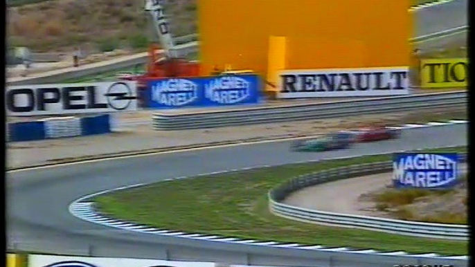 Gran Premio di Spagna 1990: Sorpasso di Mansell a N. Piquet, ritiro di Martini, pit stop di Dalmas e sosta di N. Piquet