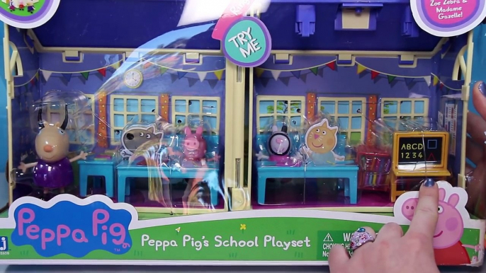 ESCOLA DA PEPPA PIG Playset George Pig Madamme Gazzelle Zoe Zebra Escolinha Volta ás Aulas