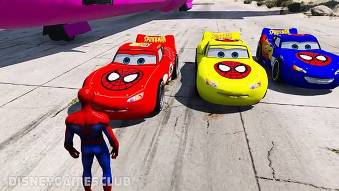 Spiderman Disney Cars Lightning McQueen Cars Cargo Plane (Nursery Rhymes - Songs For Kids)