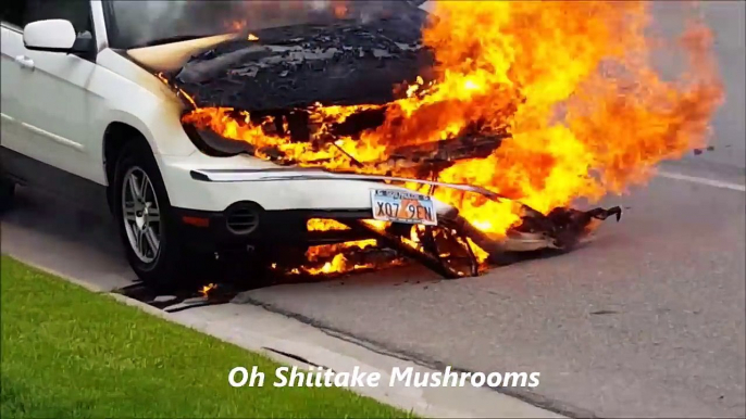 Raw Video Car Fire But Owner Has Good Sense Of Humor