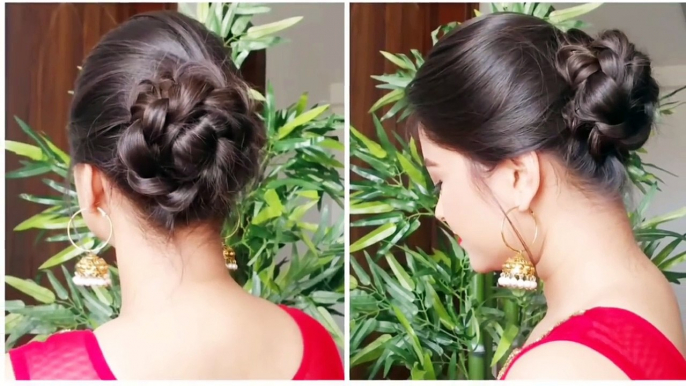 2 Quick&Easy Indian Bun Hairstyles for saree/anarkali/lehnga//Party Hairstyles for medium/long hair