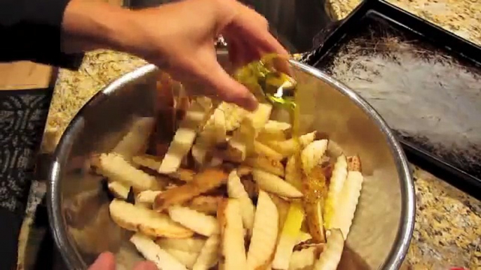 The BEST Baked Crispy Oven Fried Garlic Seasoned French Fries