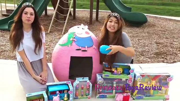 GIANT EGG SURPRISE OPENING Peppa Pig Toys My Little Pony Princess Kids Outdoor Park toysreview