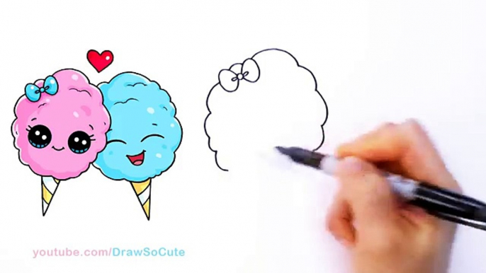 How to Draw Cartoon Cotton Candy Cute and Easy Step by step